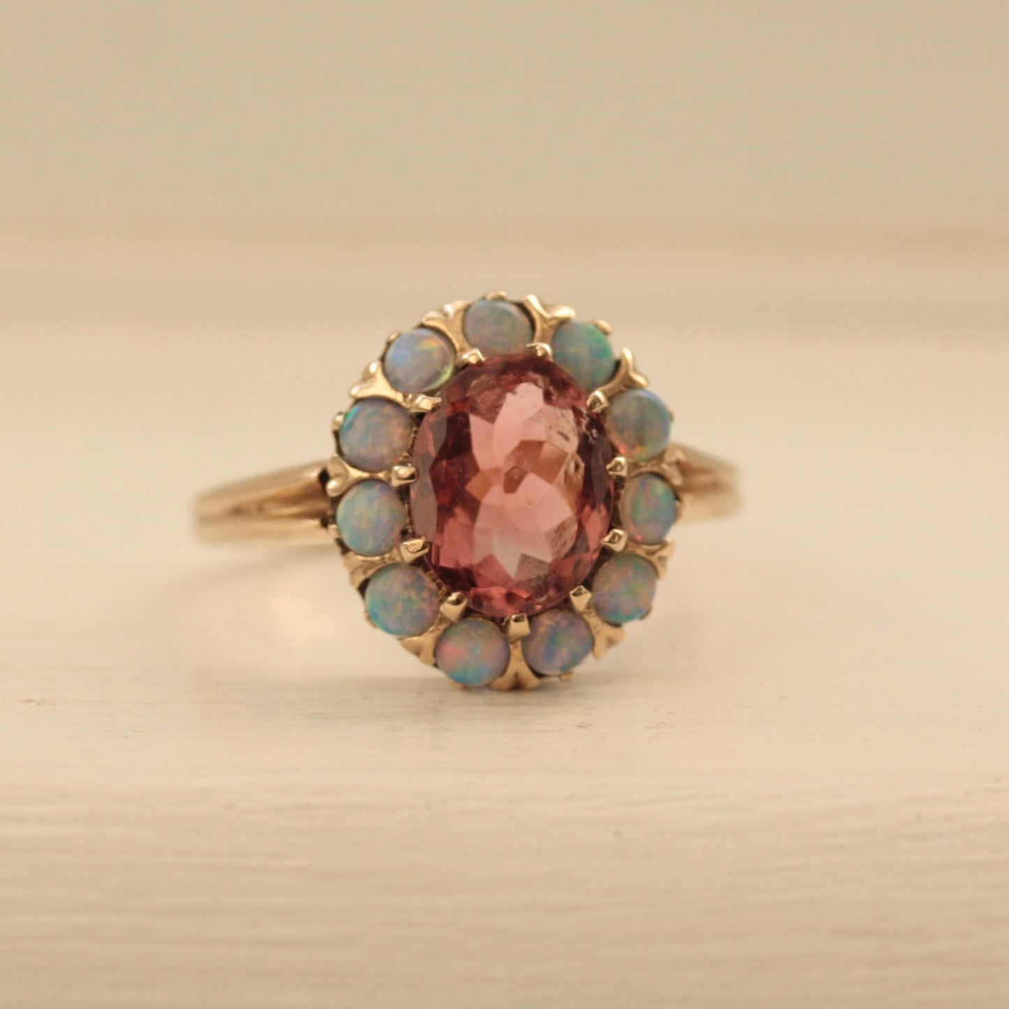 Pre-owned 9ct Gold Opal and Tourmaline Cluster Ring