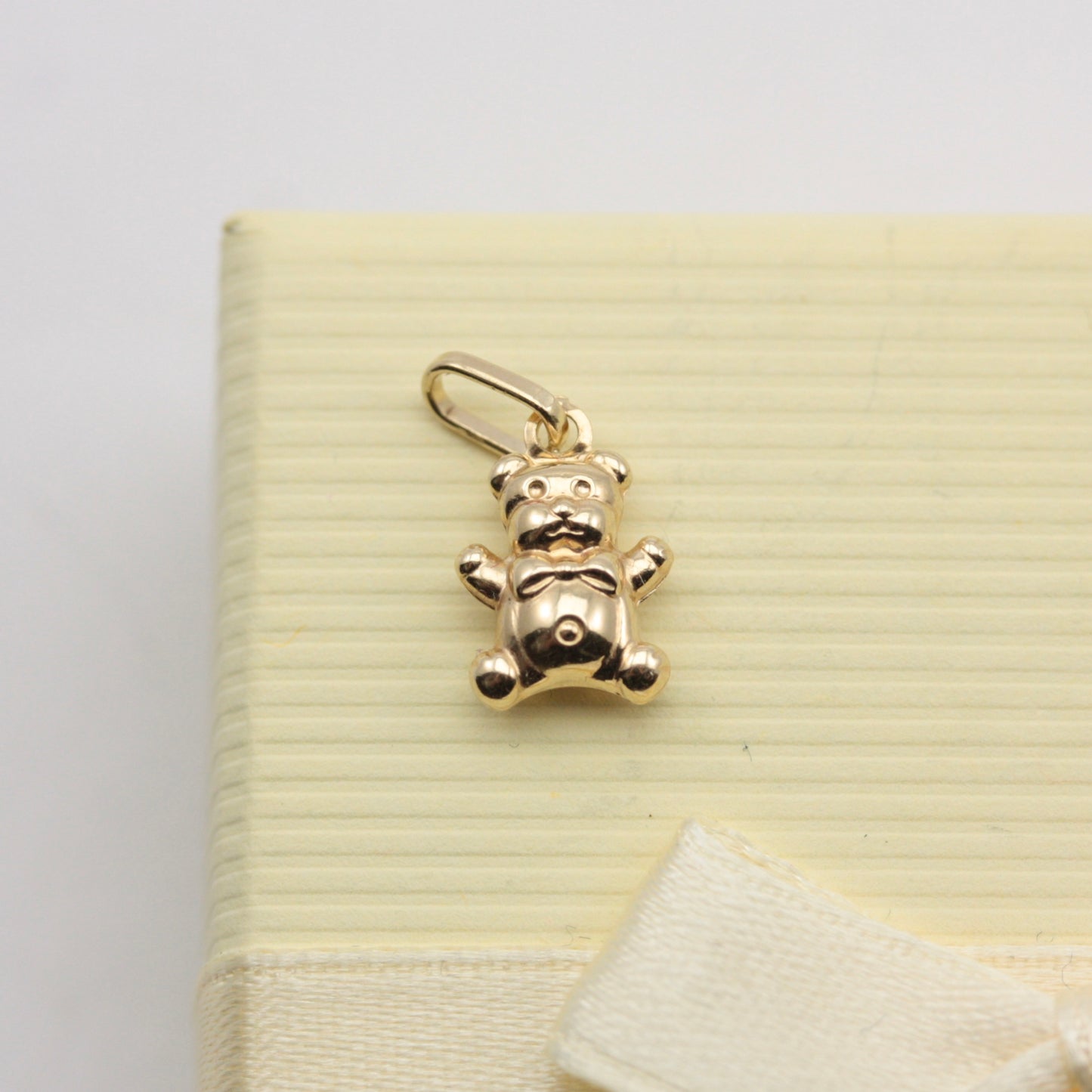Tiny Puffy 9ct Gold Teddy Bear Charm