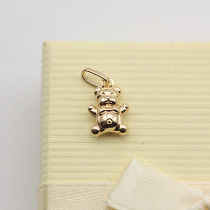 Tiny Puffy 9ct Gold Teddy Bear Charm