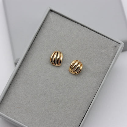Vintage 9ct Gold Domed Wave Stud Earrings, 1980s