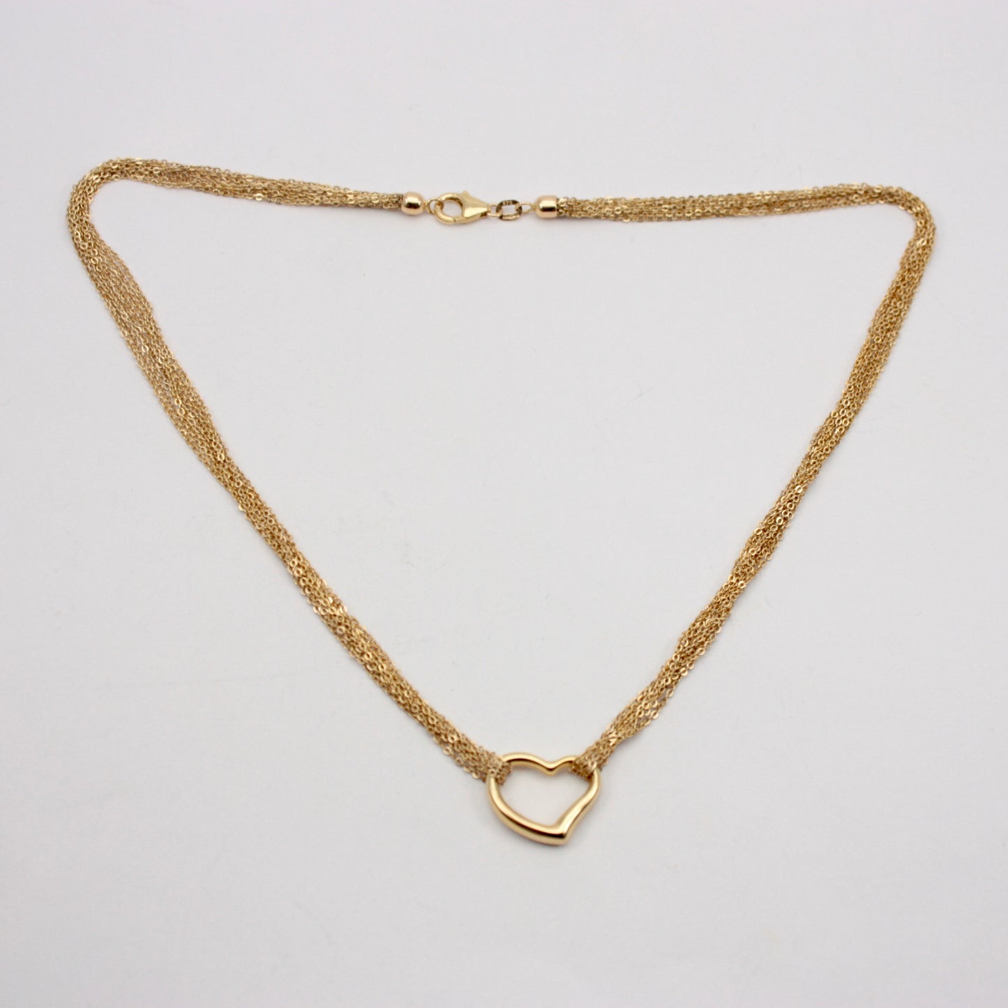 vintage 9ct gold witches heart multi strand necklace