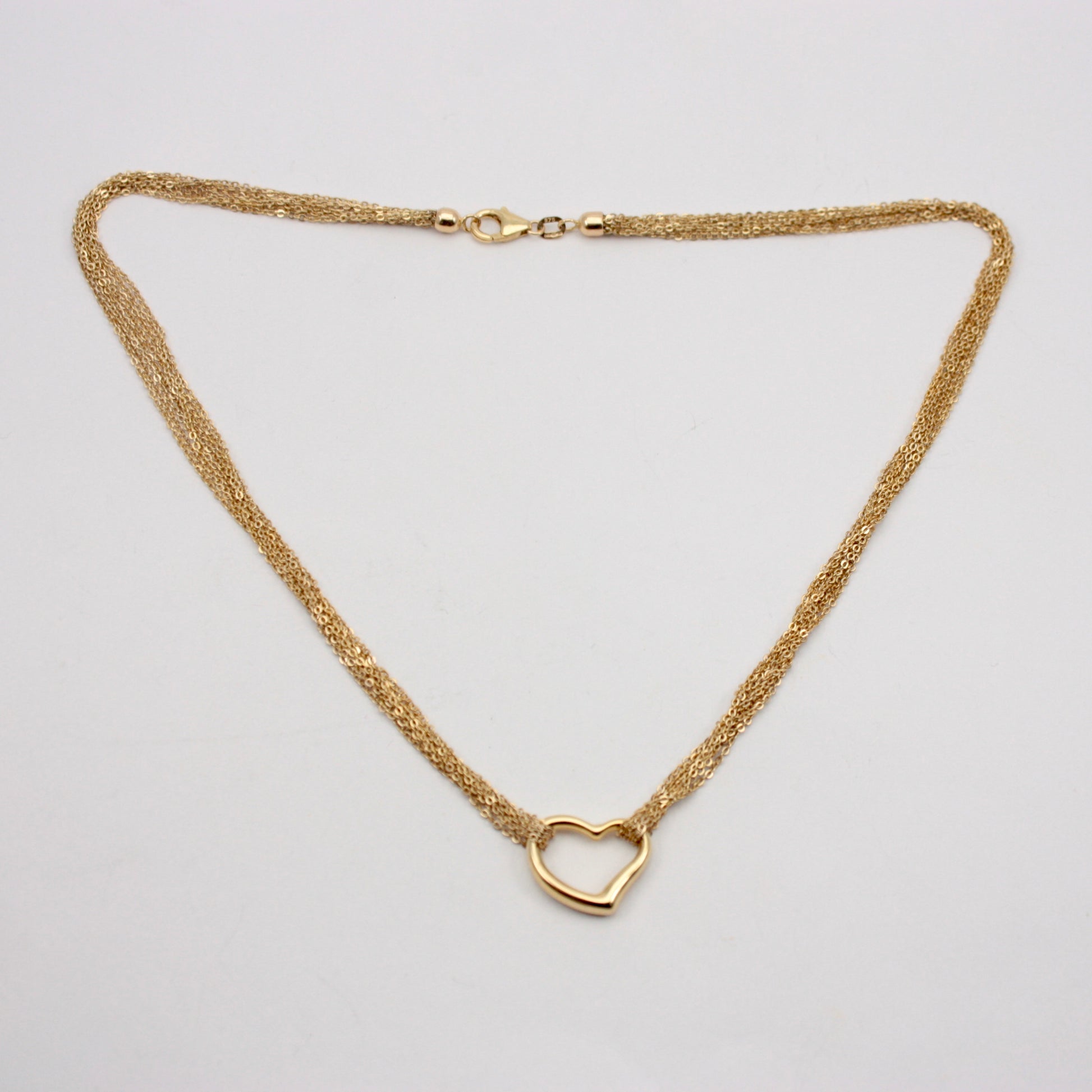vintage 9ct gold witches heart multi strand necklace