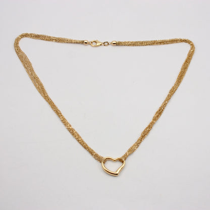 vintage 9ct gold witches heart multi strand necklace