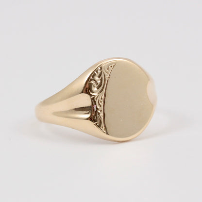 Vintage 9ct Gold Oval Signet Ring, 1988