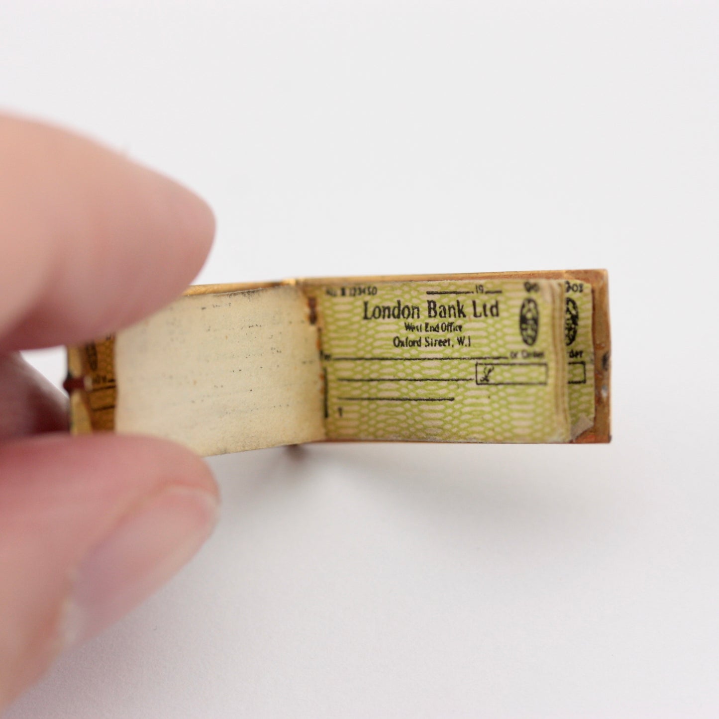 Vintage 9ct Gold and Enamel Cheque Book Charm, 1964