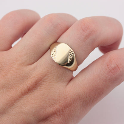 Vintage 9ct Gold Cushion Shaped Signet Ring, 1990