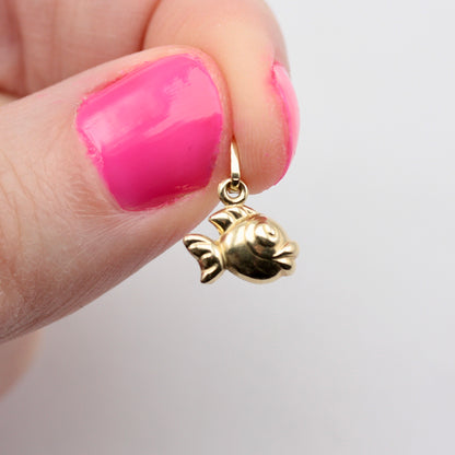 Tiny Puffy 9ct Gold Fish Charm 