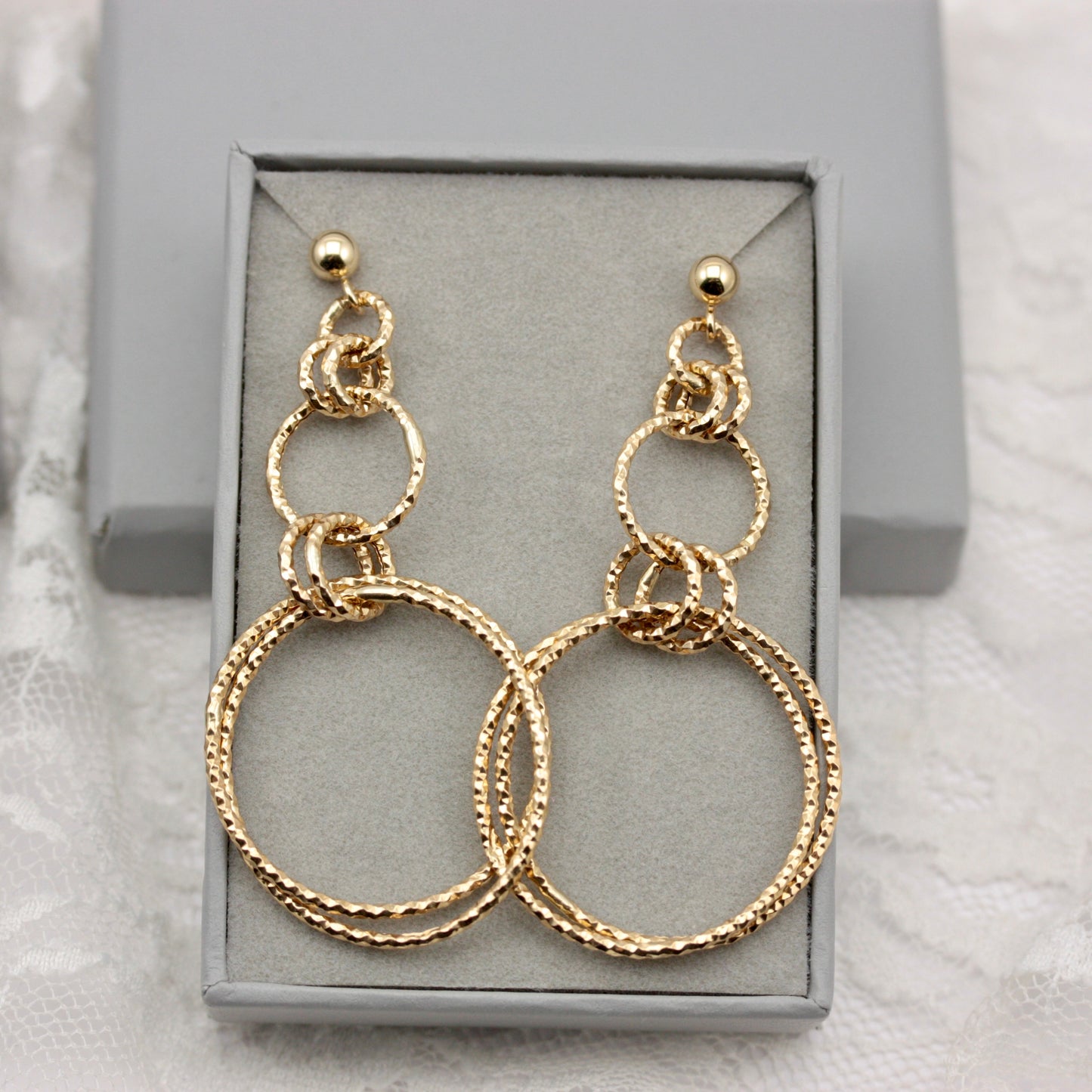 9ct gold dangle hoop earrings