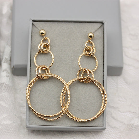 9ct gold dangle hoop earrings