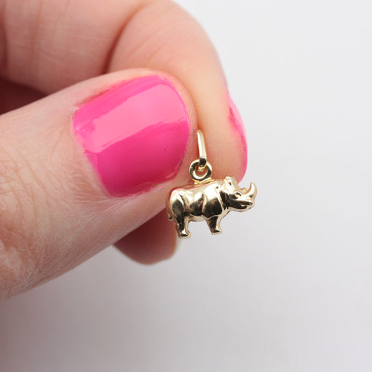 Tiny Puffy 9ct Gold Rhino Charm