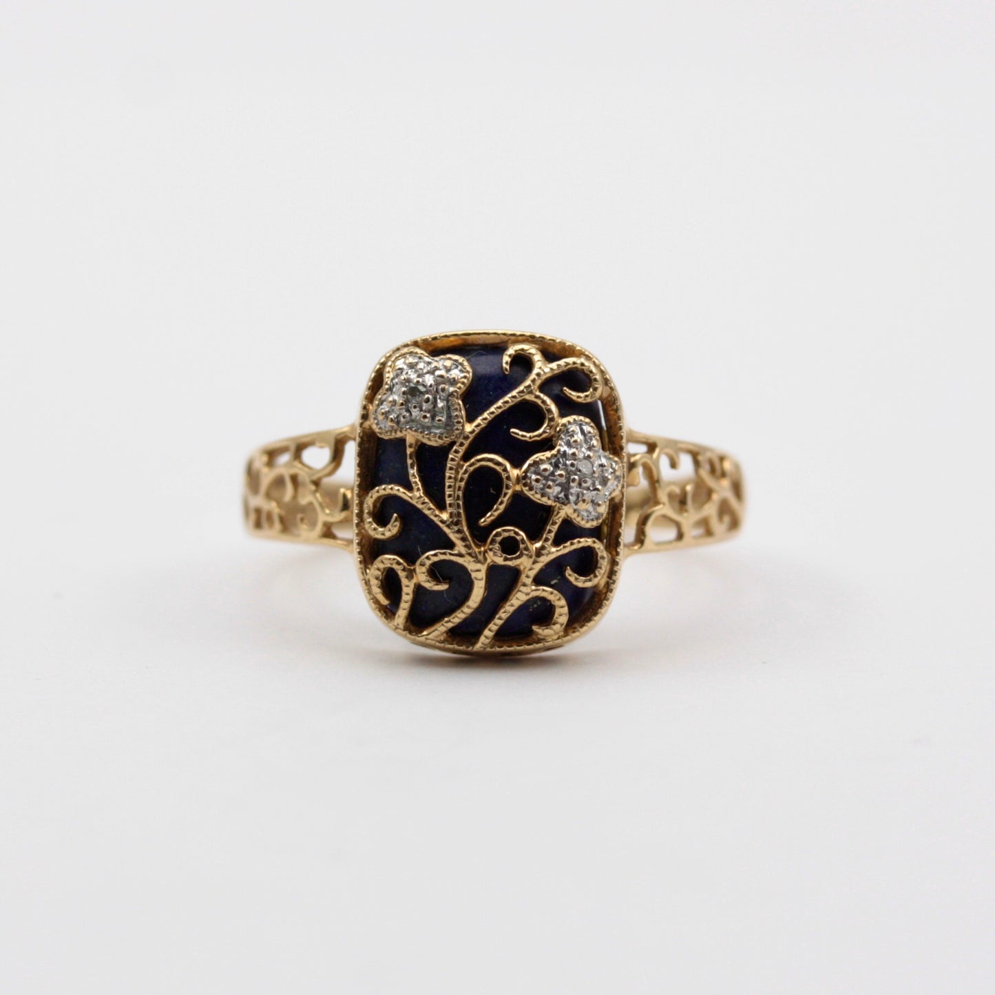 9ct gold lapis lazuli diamond ring QVC