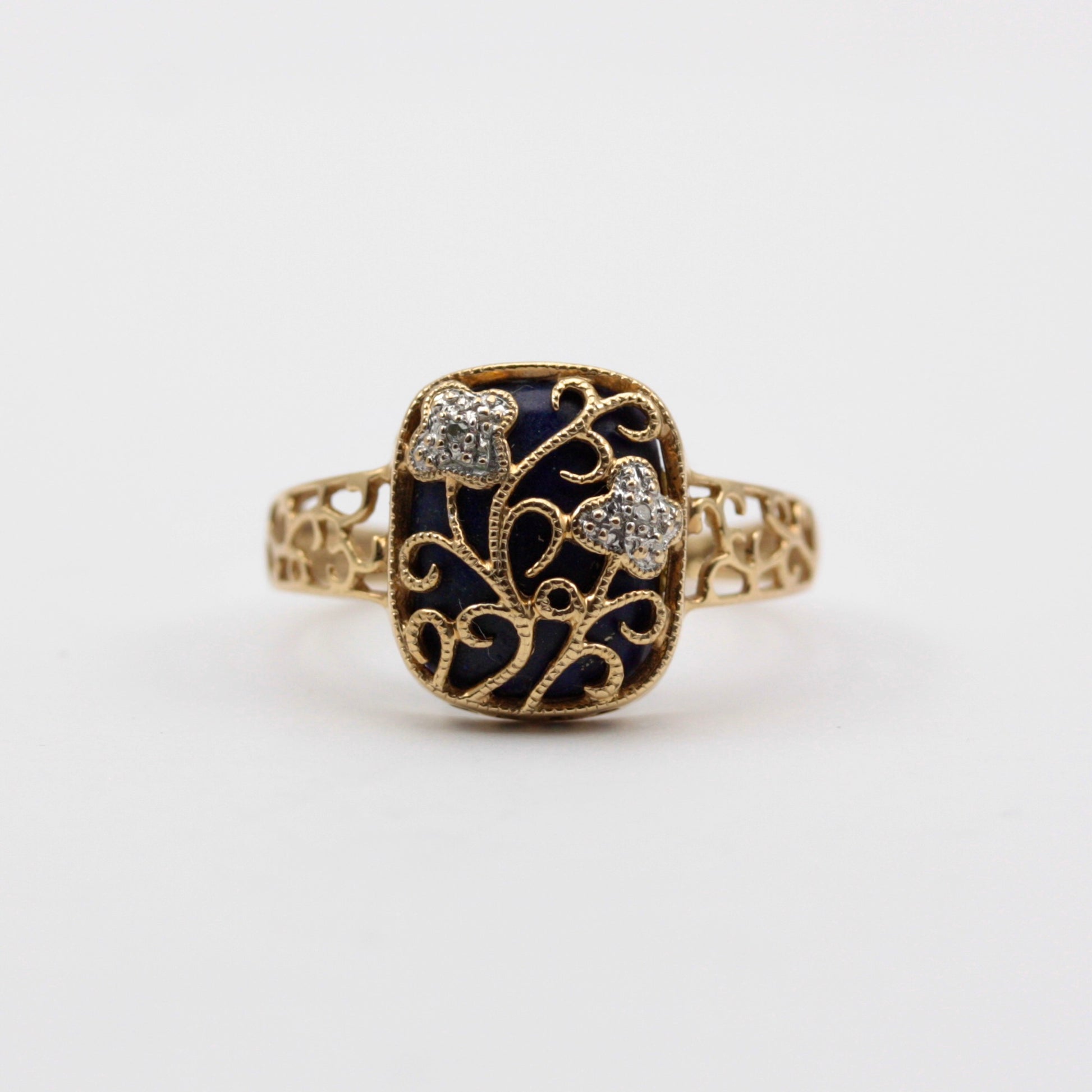 9ct gold lapis lazuli diamond ring QVC