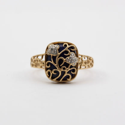 9ct gold lapis lazuli diamond ring QVC