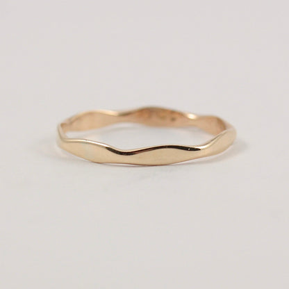 Vintage 9ct Gold Slim Angled Stacking Ring, c1950s