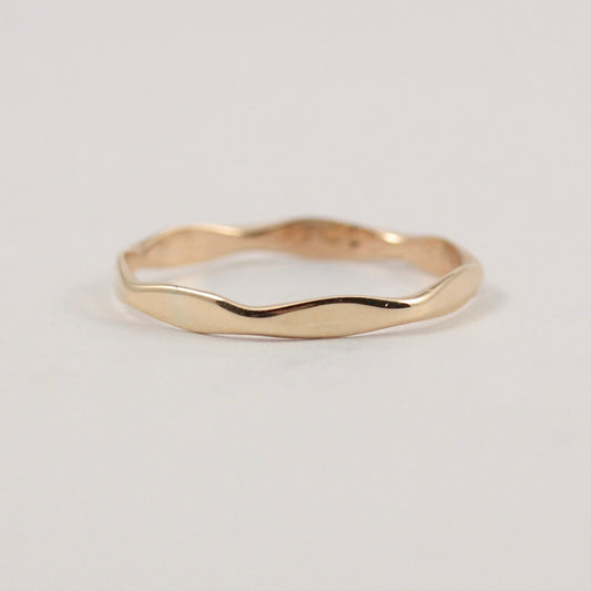 Vintage 9ct Gold Slim Angled Stacking Ring, c1950s