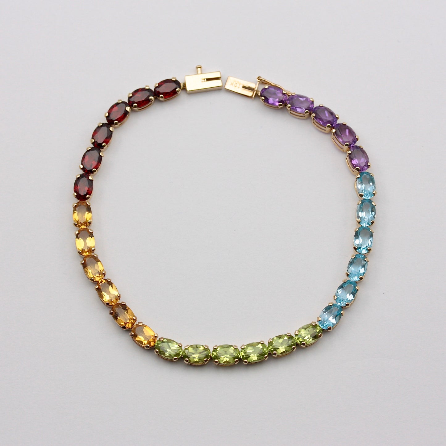 Vintage 9ct Gold Rainbow Gemstone Bracelet, 1998