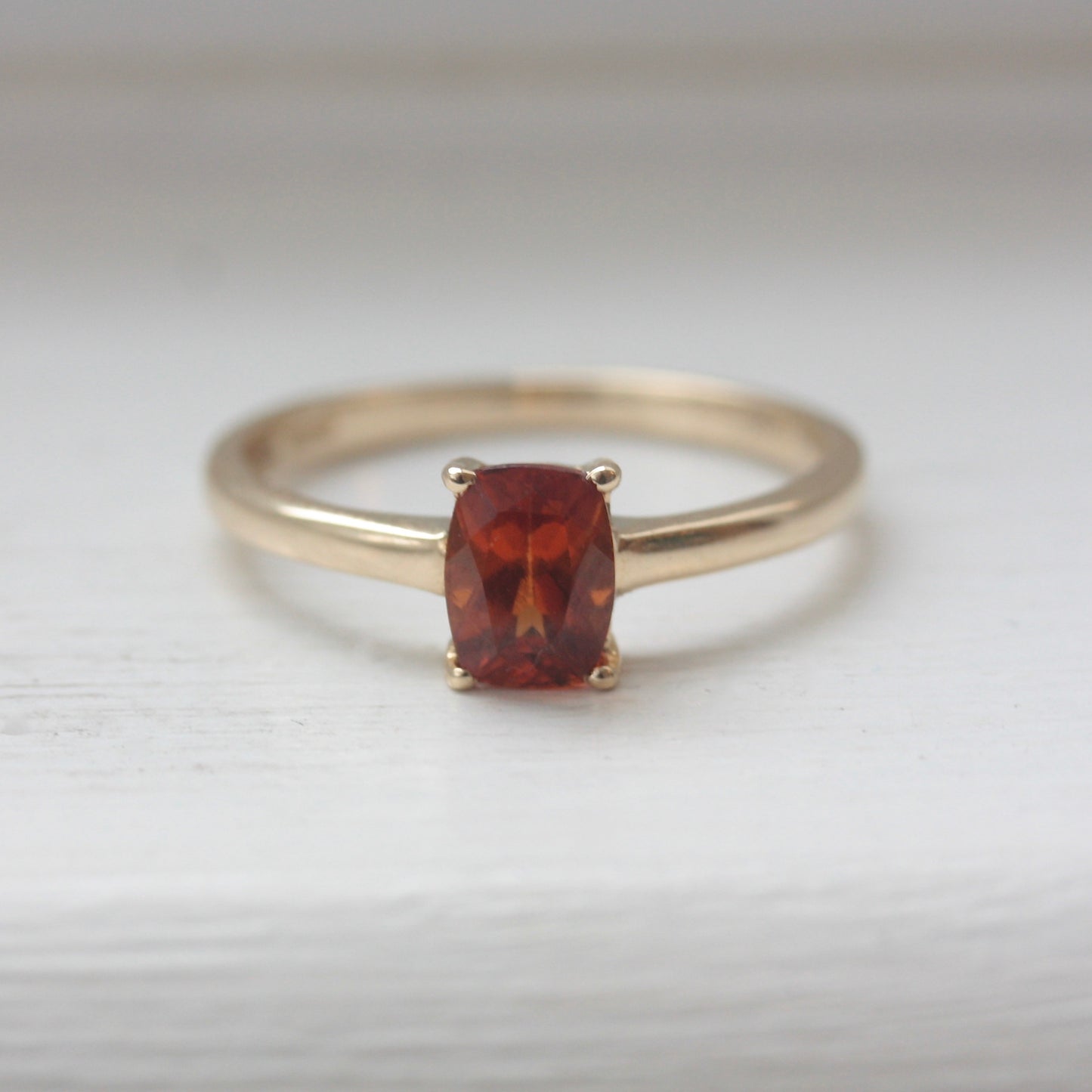 Pre-owned Orange Hessonite Garnet Solitaire Ring, 2014