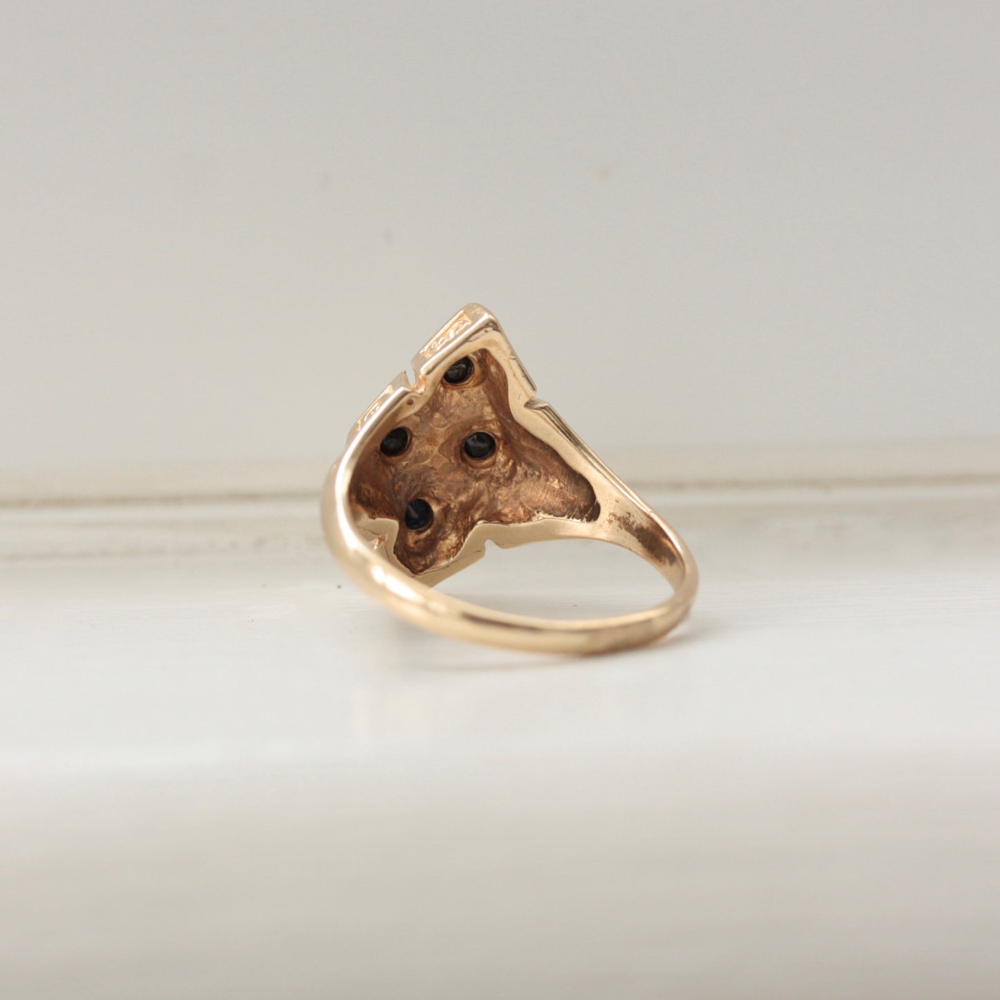 Pre-owned 9ct Gold & Black Sapphire Diamond Shaped Statement Ring