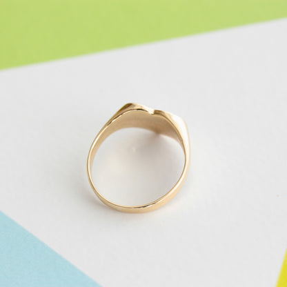 Vintage 9ct Yellow Gold Plain Heart Signet Ring
