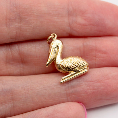 Vintage 9ct Gold Pelican Charm, c1950s