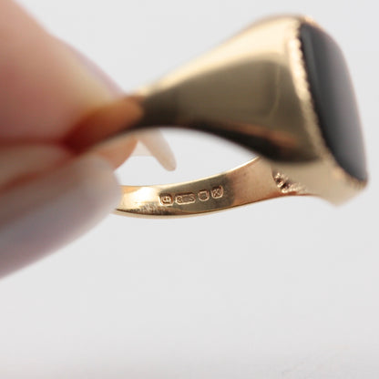 Vintage 9ct Gold Tigers Eye Signet Ring, 1984
