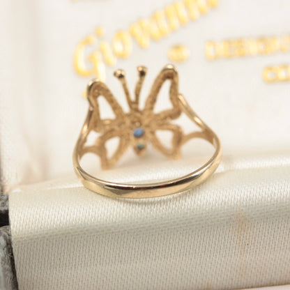 Vintage 9ct Gold Sapphire Butterfly Ring, 1989