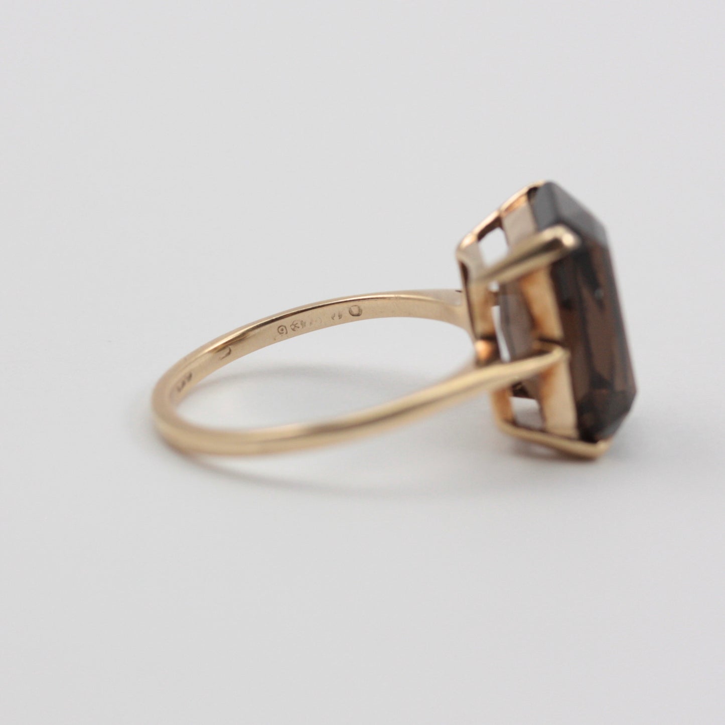 Vintage 9ct Gold Smoky Quartz Cocktail Ring, 1966