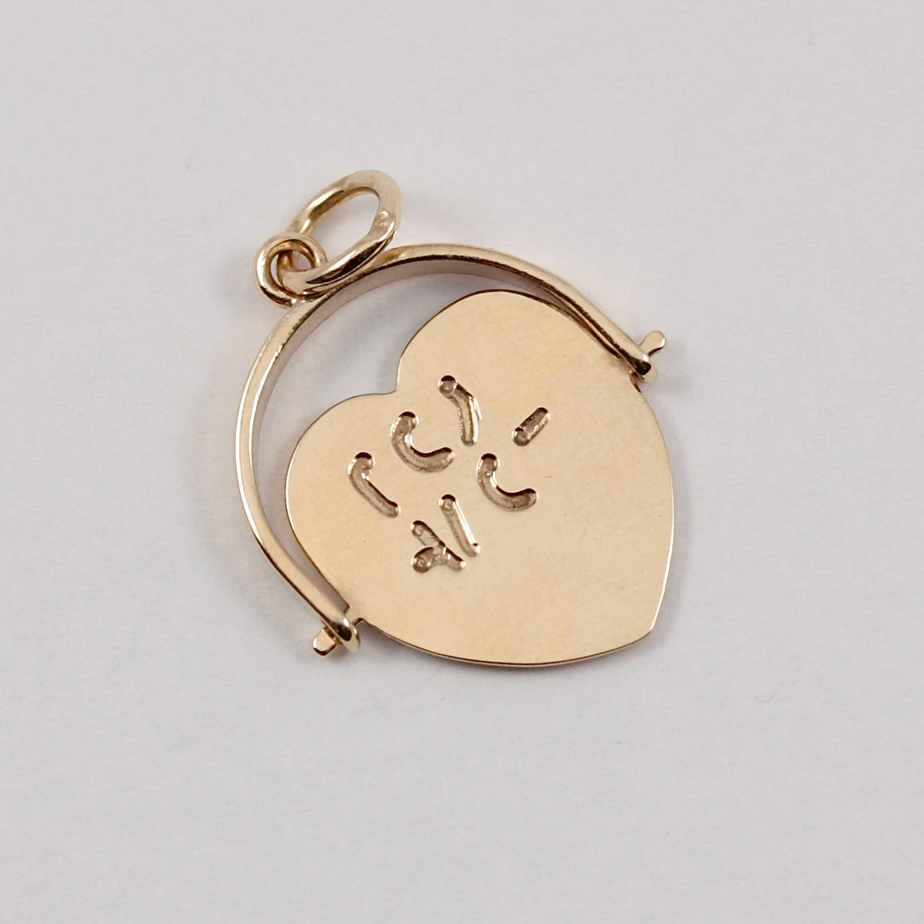 Vintage 9ct Gold 'I LOVE YOU' Heart Spinner Pendant, 1966, Georg Jensen Ltd