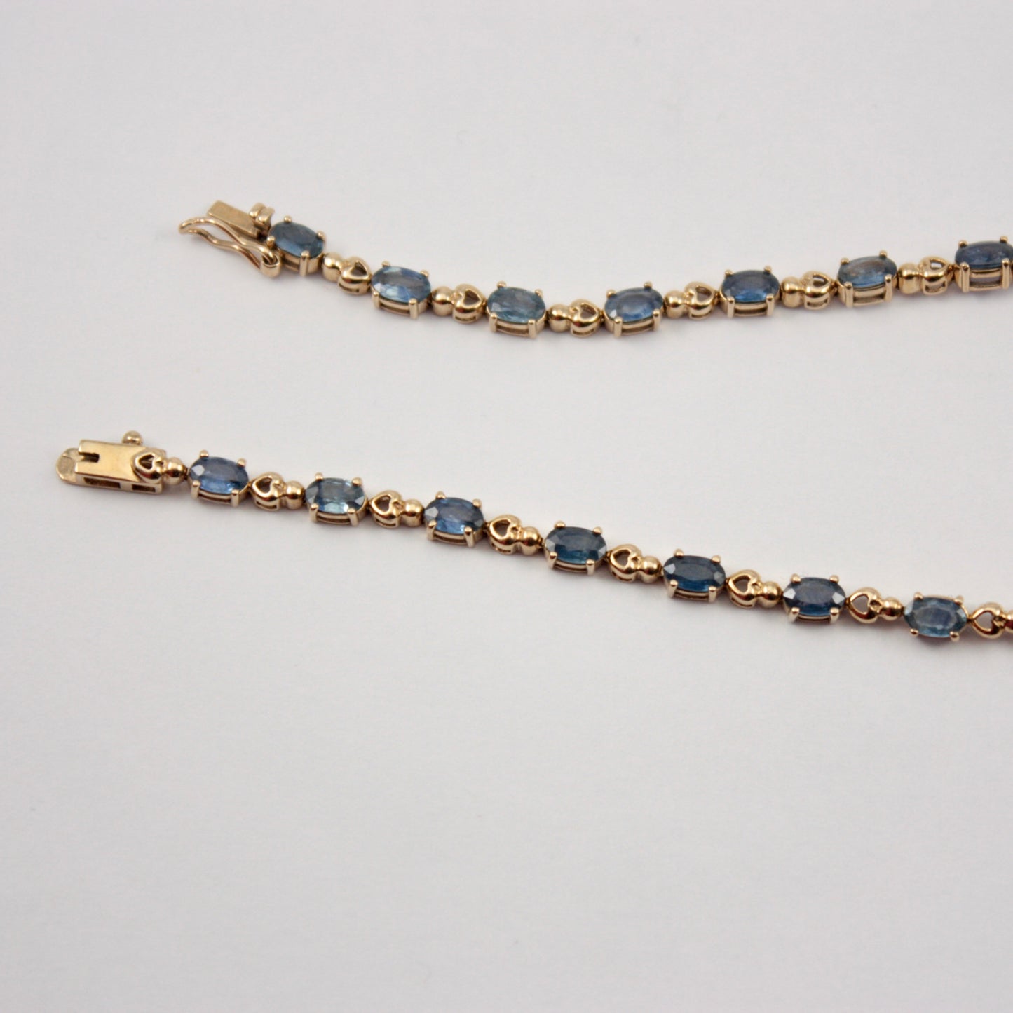 Pre-owned 9ct Gold Sapphire Heart Link Bracelet, 2005