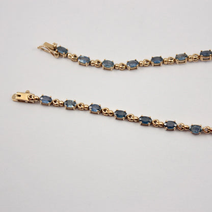 Pre-owned 9ct Gold Sapphire Heart Link Bracelet, 2005