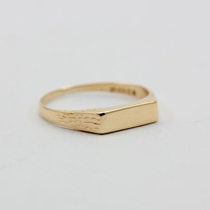 Vintage 9ct Gold Bar Signet Ring, 1981