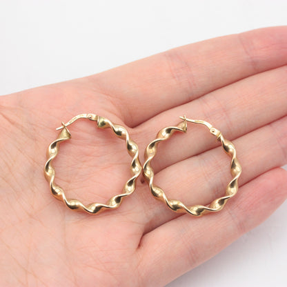 Pre-owned 9ct Yellow Gold Twisted Hoop Earrings, Medium / Large