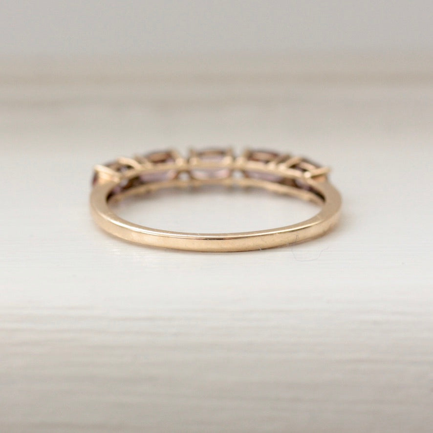 Pre-owned 9ct Gold Pink Gem 5 Stone Ring, 2015