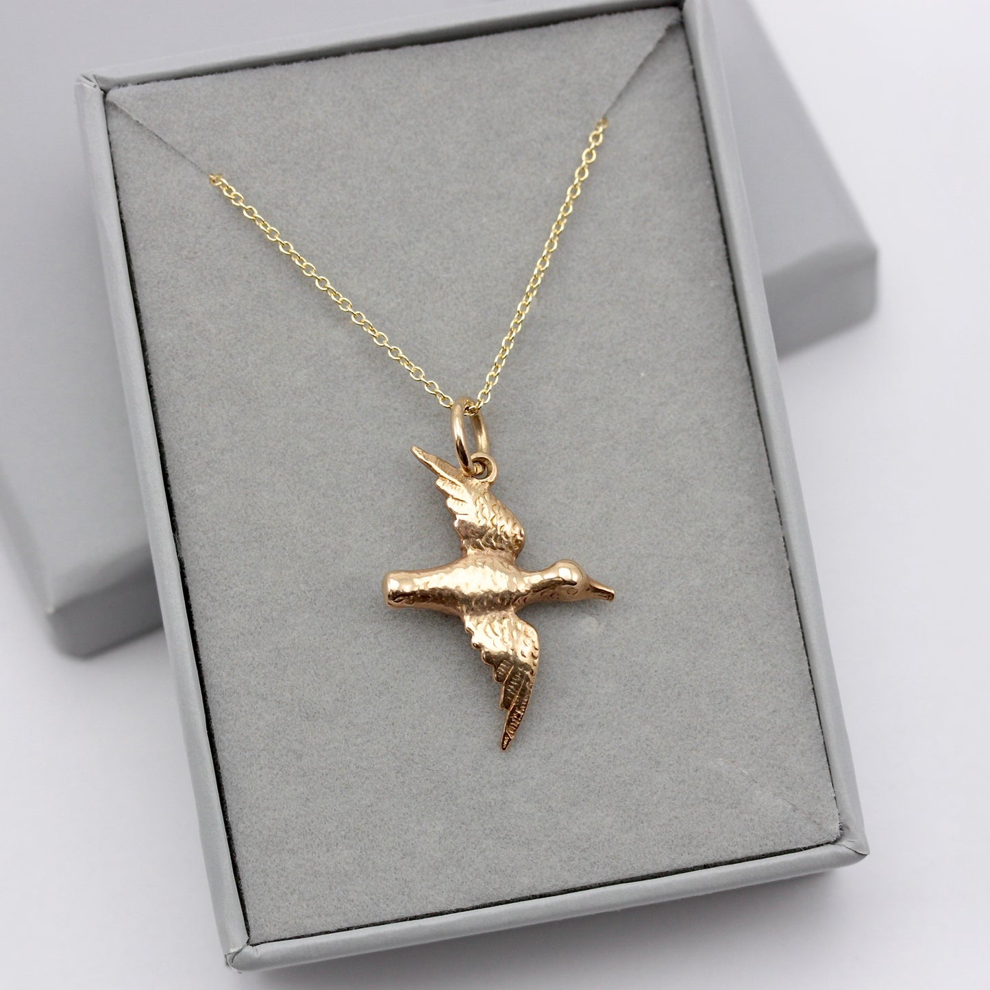 Vintage 9ct Gold Bird In Flight Charm / Pendant, 1965