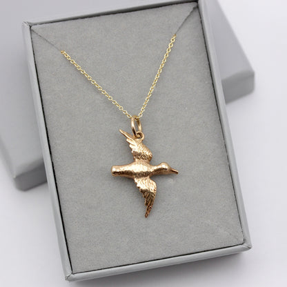 Vintage 9ct Gold Bird In Flight Charm / Pendant, 1965