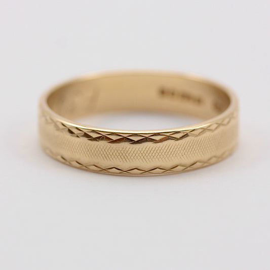 Vintage 9ct Gold Textured Band Ring, 1982