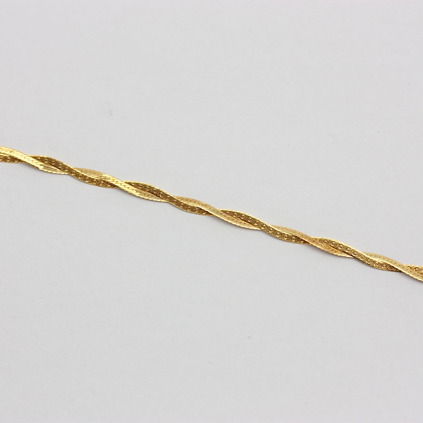 Pre-owned Dainty 9ct Gold Flat Double Strand Twist Bracelet