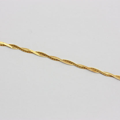 Pre-owned Dainty 9ct Gold Flat Double Strand Twist Bracelet