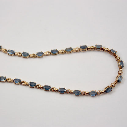 Pre-owned 9ct Gold Sapphire Heart Link Bracelet, 2005