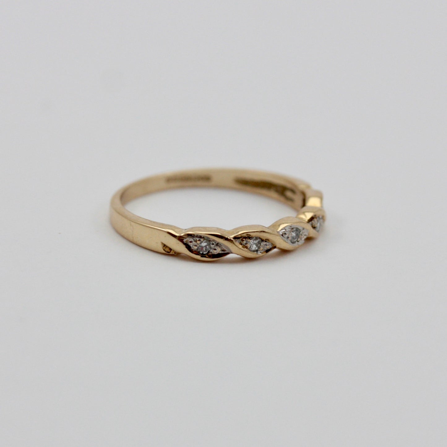 Vintage 9ct Gold & Diamond Twist Band Ring, 1987