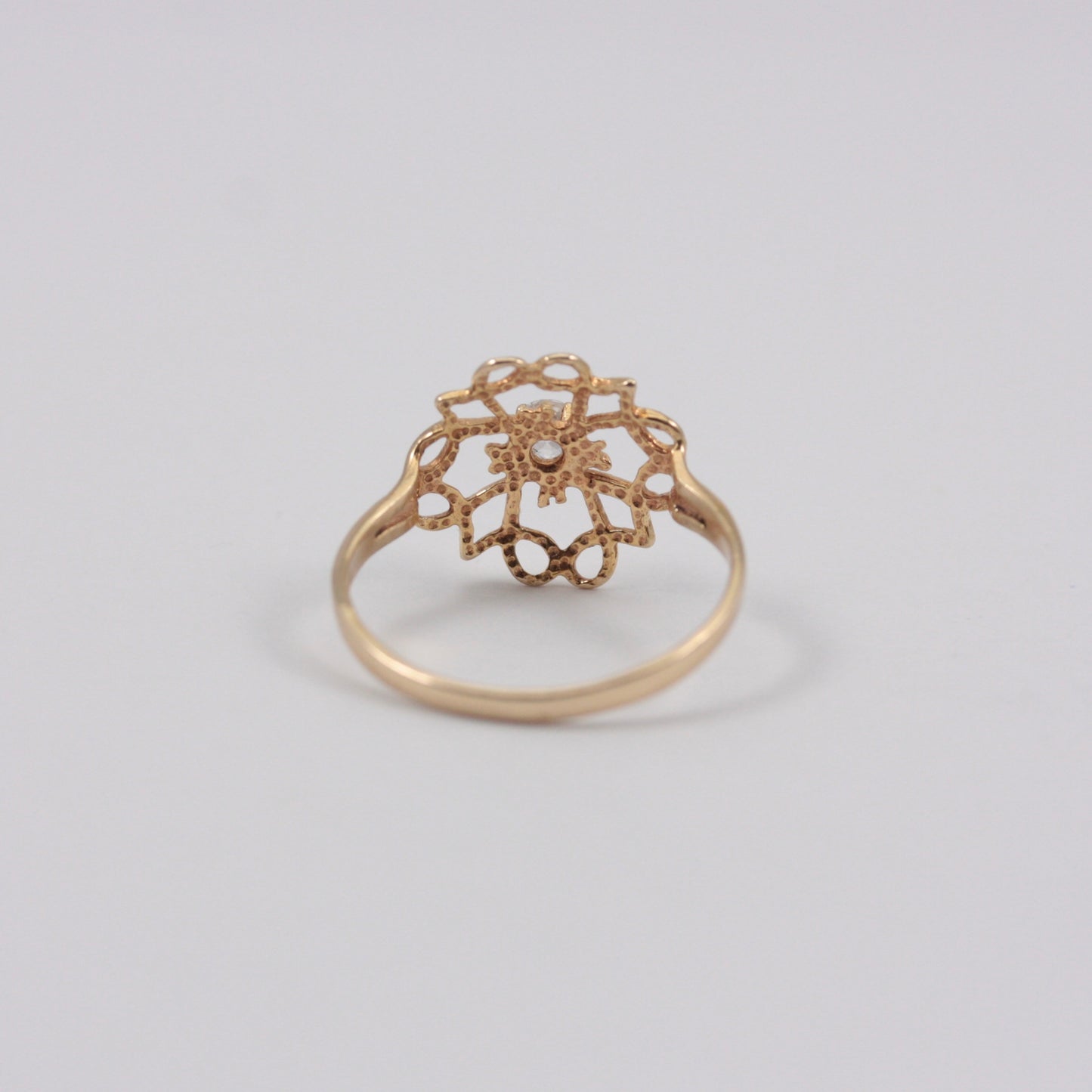 Vintage 9ct Gold Openwork Crystal Set Ring, 1986