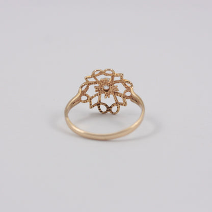 Vintage 9ct Gold Openwork Crystal Set Ring, 1986