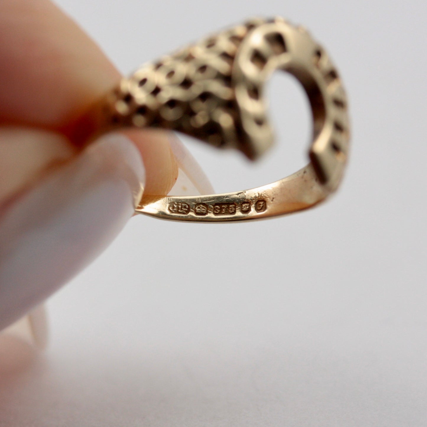 Vintage 9ct Gold Textured Horseshoe Ring, 1980
