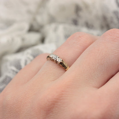 Vintage 9ct Gold Diamond Three Stone Ring, 1989