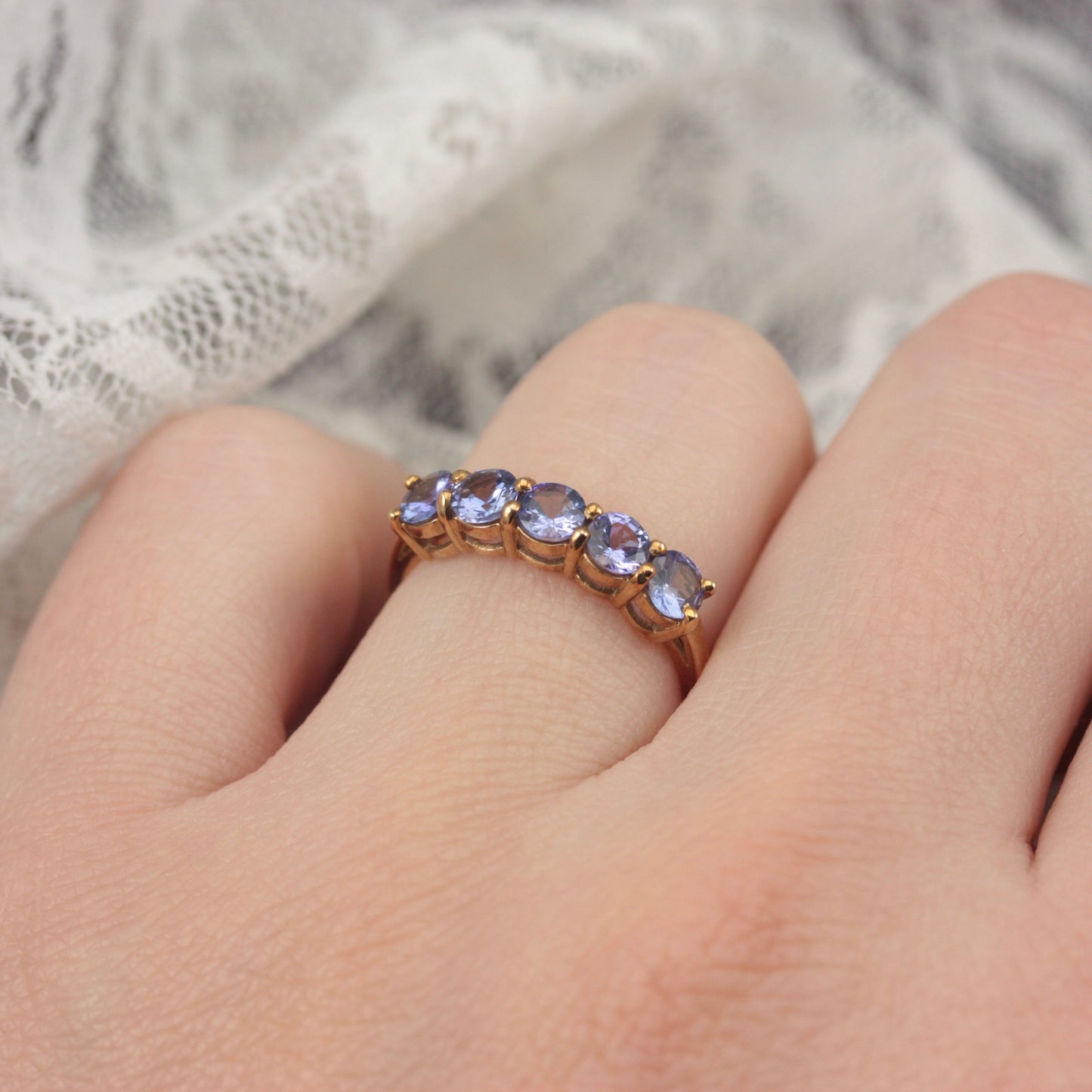 Pre-owned 9ct Gold Tanzanite 5 Stone Ring