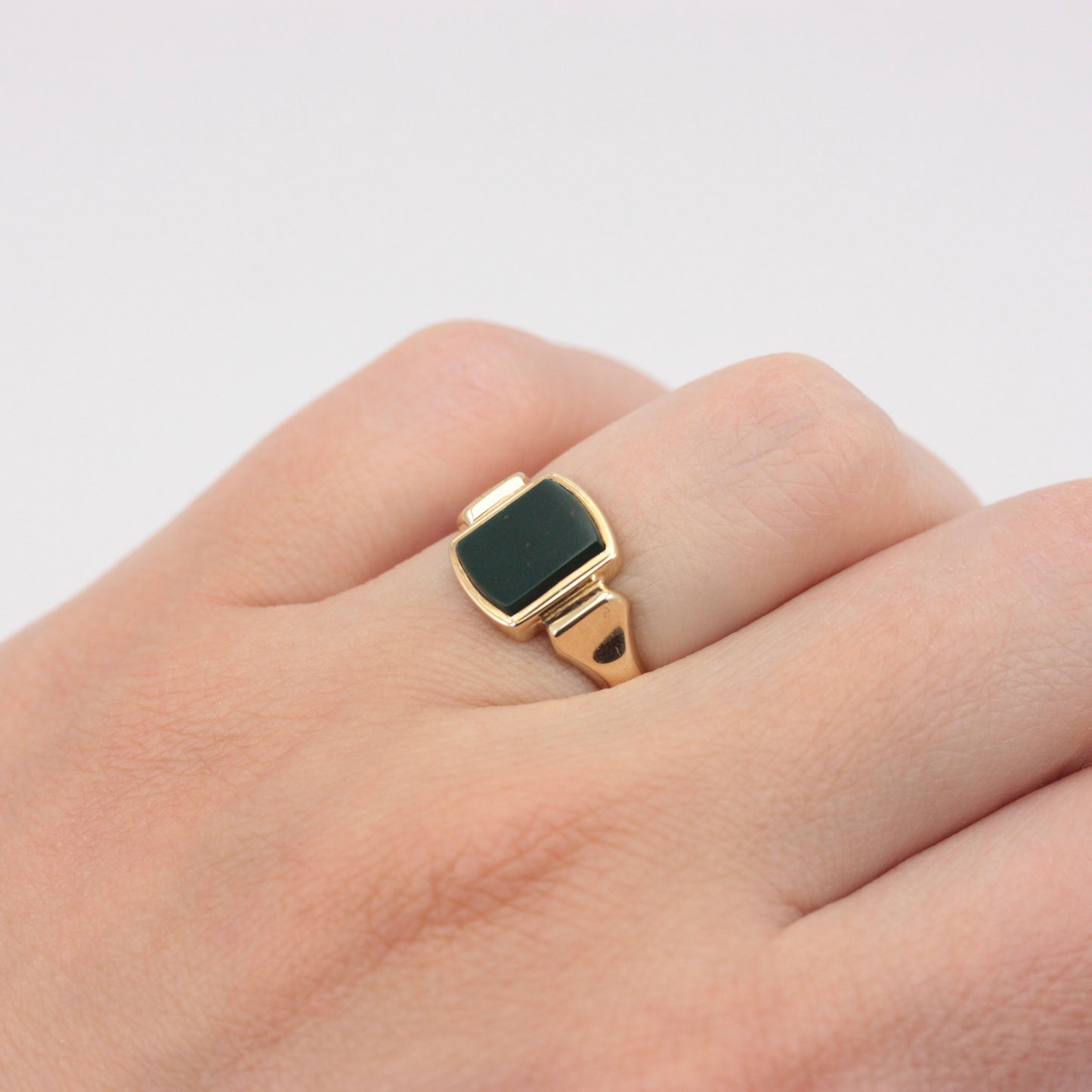 Vintage 9ct Gold Bloodstone Signet Ring, 1965