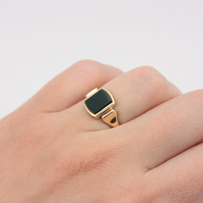 Vintage 9ct Gold Bloodstone Signet Ring, 1965