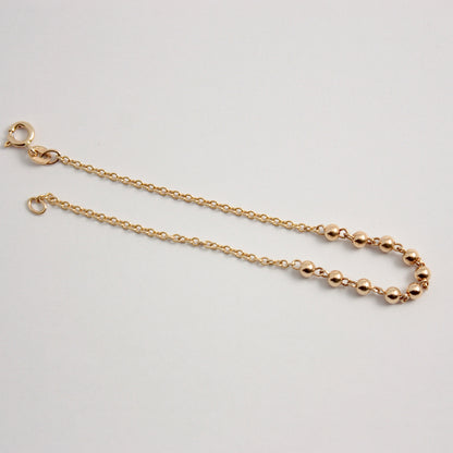 Modern Pre-owned 14Kt Gold Ball and Cable Chain Bracelet