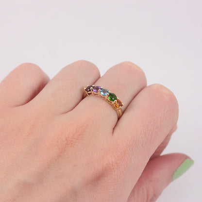Pre-owned 9ct Gold Rainbow Gemstone 5 Stone Ring