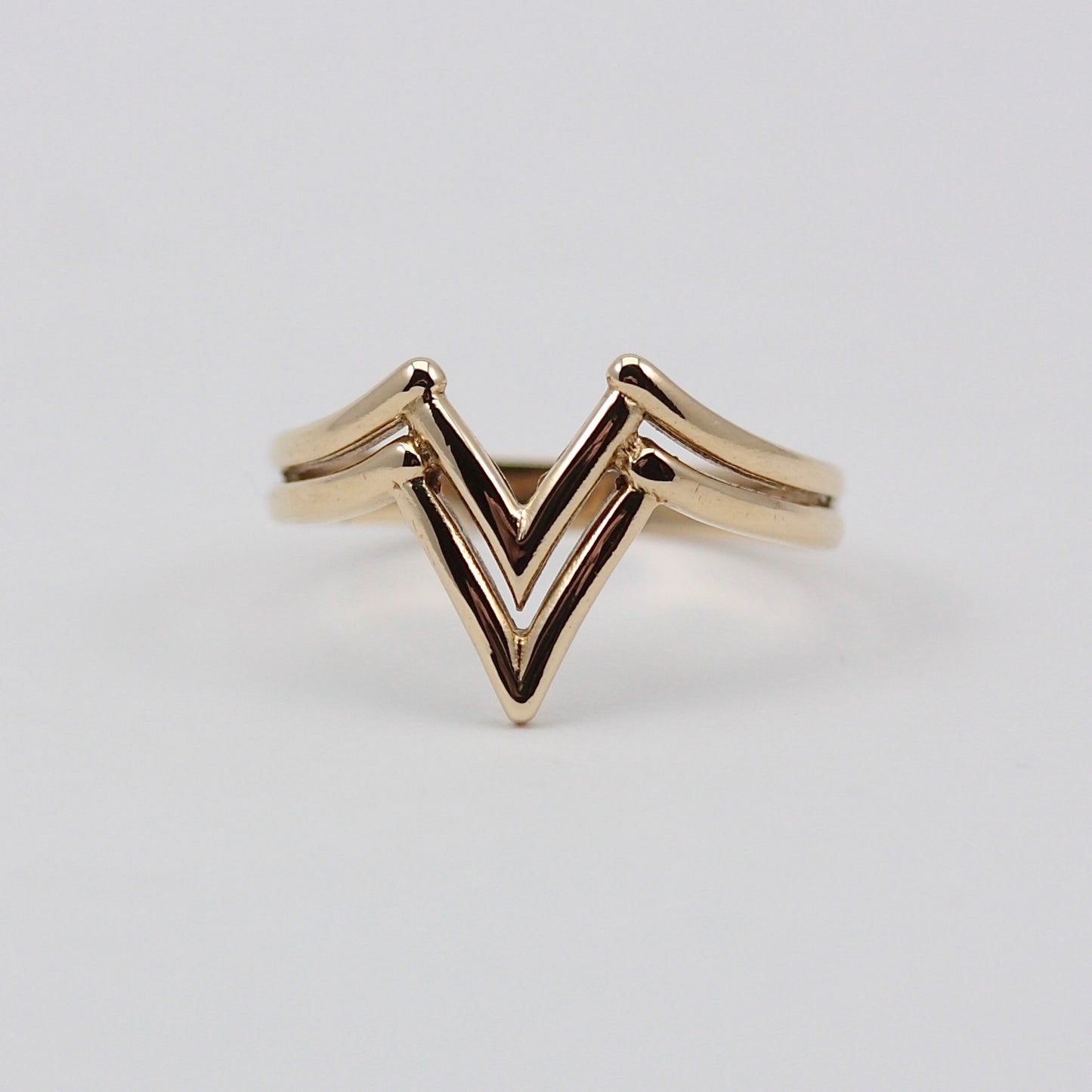 Vintage 9ct Gold Double Wishbone Ring, 1988